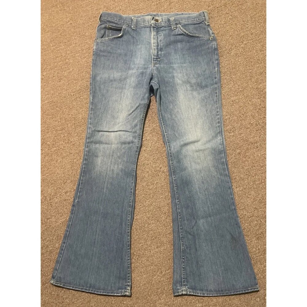 Vintage 70s 35x31 Lee Riders Bell Bottom Flare Boot Cut Denim Jeans Talon